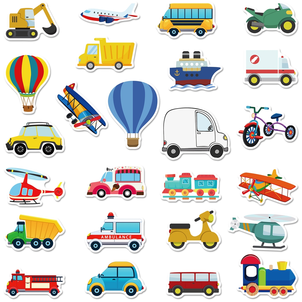50 hình dán Sticker khối xây dựng máy xúc tự tạo Kiến thức trẻ em mẫu giáo phần thưởng trò chơi giao thông...