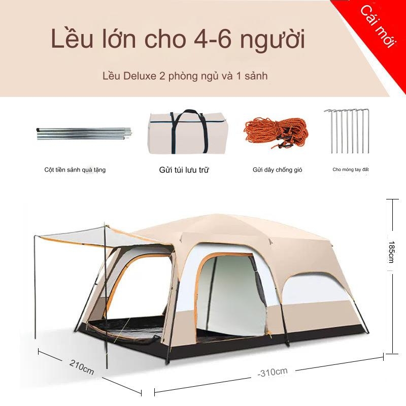 Lều cắm trại nhiều phòng ngủ cho 4-12 người lều dã ngoại du lịch 2 lớp không gian rộng thông thoáng chống nước gió muỗi