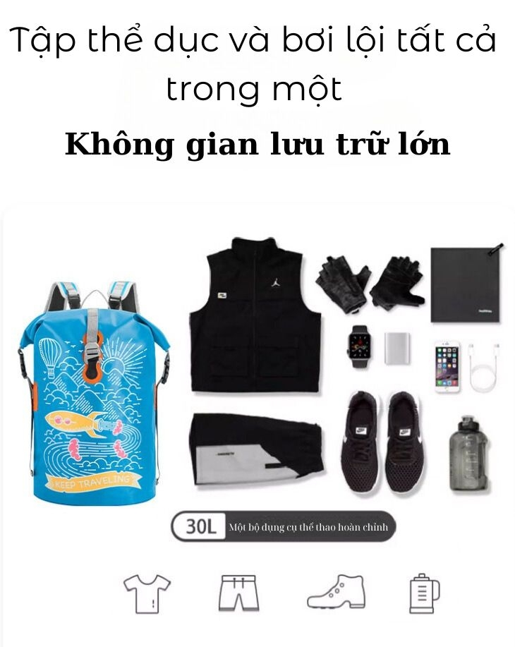 Ba lô chống nước SINOTOP 30 lít dành cho nam và nữ ngoài trời lướt sóng và đi bè, đi biển, đi bơi