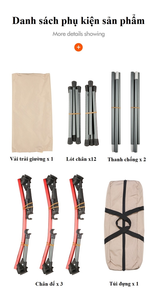 Giường gấp siêu gọn nhẹ, siêu bền hợp kim nhôm, giường gấp gọn có túi đựng, giường cắm trại văn phòng
