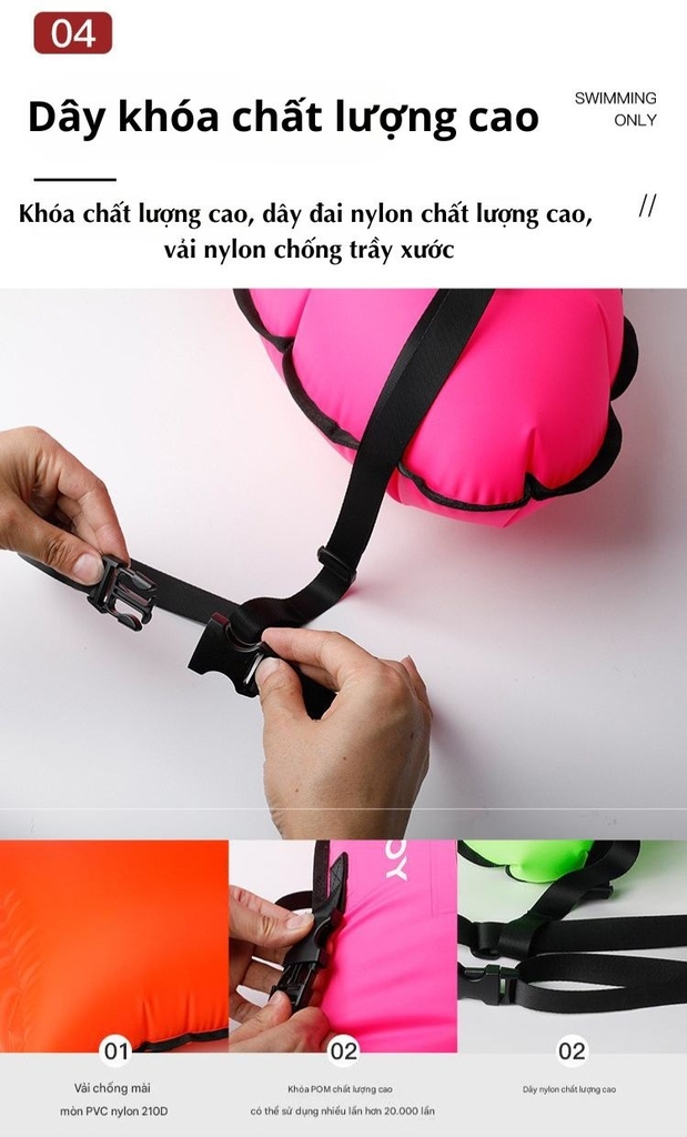 Túi đựng đồ chống nước kiêm phao bơi 30 Lit, túi khí riêng kèm còi cứu hộ và ngăn sử dụng điện thoại
