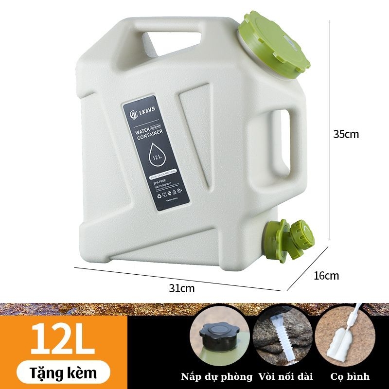 Bình đựng nước cắm trại 5L/11L/18L/25L di động ngoài trời với nắp dự phòng nhỏ + ống nối dài + bàn chải