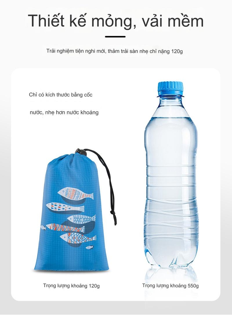 Thảm cắm trại dã ngoại ngoài trời nhỏ gọn chống ẩm và chống thấm nước, cát, thảm đi biển, thảm cỏ họa tiết siêu đẹp