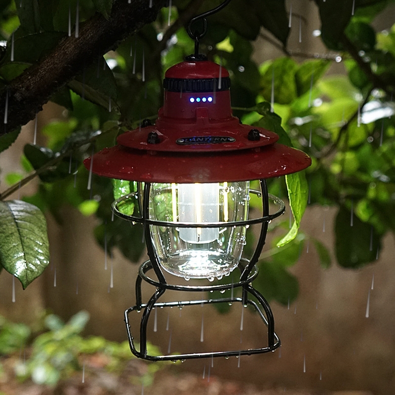 Đèn cắm trại chiếu sáng ngoài trời kiểu dáng cổ điển sang trọng sử dụng pin sạc nhiều chế độ sáng chống nước chính hãng