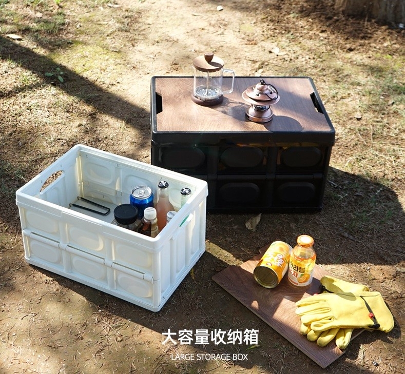 Thùng đựng đồ gấp gọn nắp bằng gỗ, hộp lưu trữ đồ ô tô đa chức năng cắm trại dã ngoại chính hãng CLS - Loại To