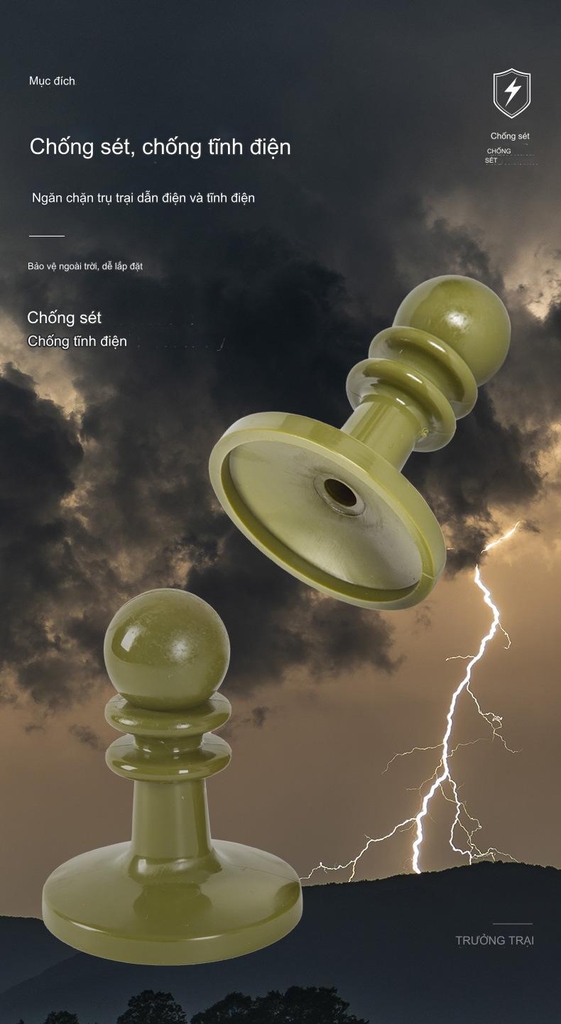 Miếng che chống sét cho ống trụ lều miếng che an toàn cách điện bằng nhựa, mũ bịt đầu tán lều cách điện