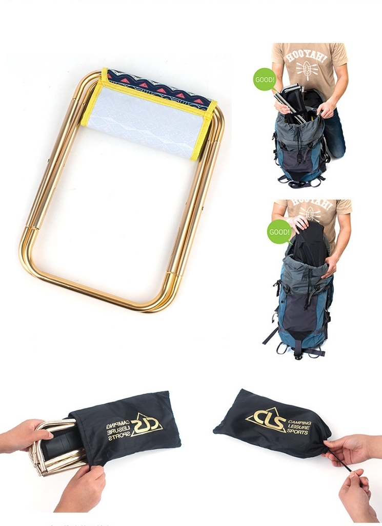 Ghế xếp mini gấp gọn phong cách dân tộc ngoài trời có túi đựng CLS CX-M