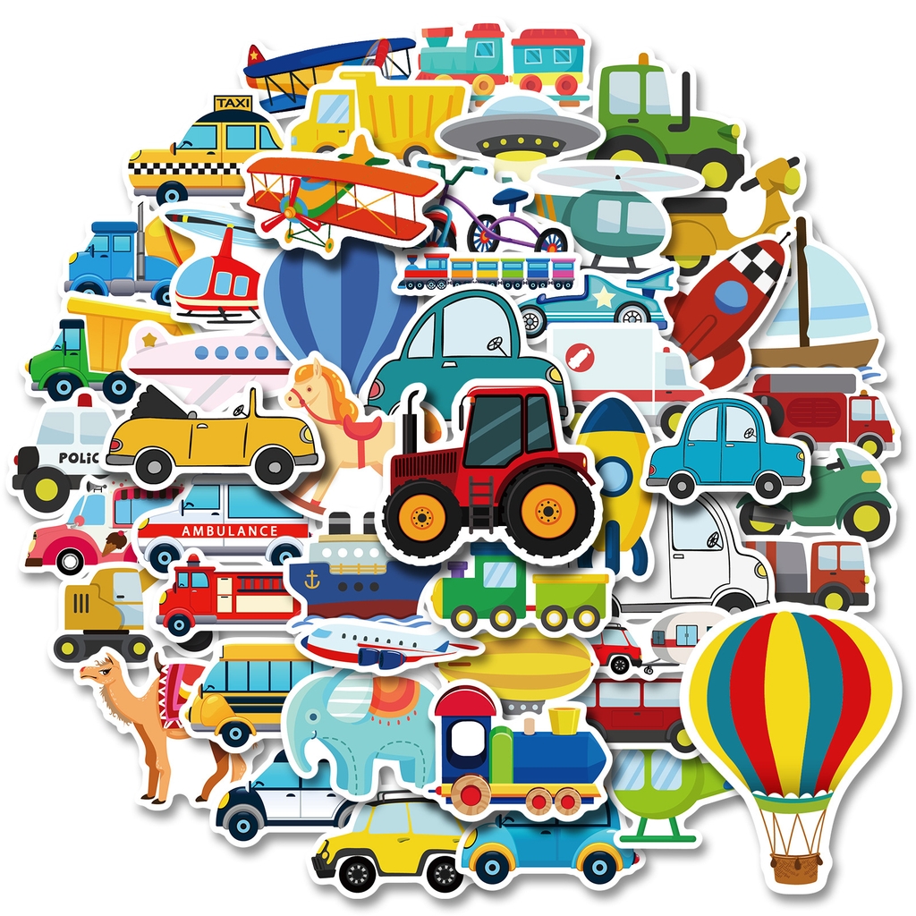 50 hình dán Sticker khối xây dựng máy xúc tự tạo Kiến thức trẻ em mẫu giáo phần thưởng trò chơi giao thông...