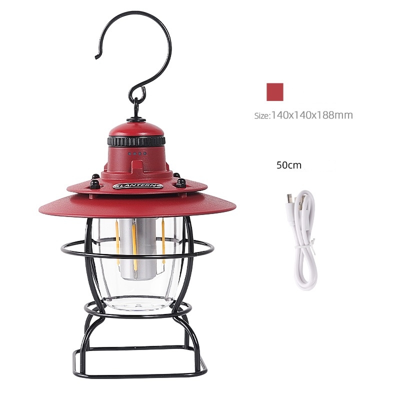 Đèn cắm trại chiếu sáng ngoài trời kiểu dáng cổ điển sang trọng sử dụng pin sạc nhiều chế độ sáng chống nước chính hãng