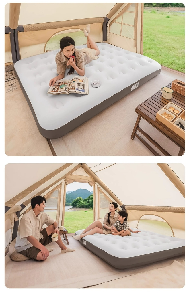 Nệm bơm hơi, giường nệm hơi lều ngoài trời, đệm ngủ cắm trại, giường bơm hơi đôi gia đình cắm trại dã ngoại tặng kèm bơm