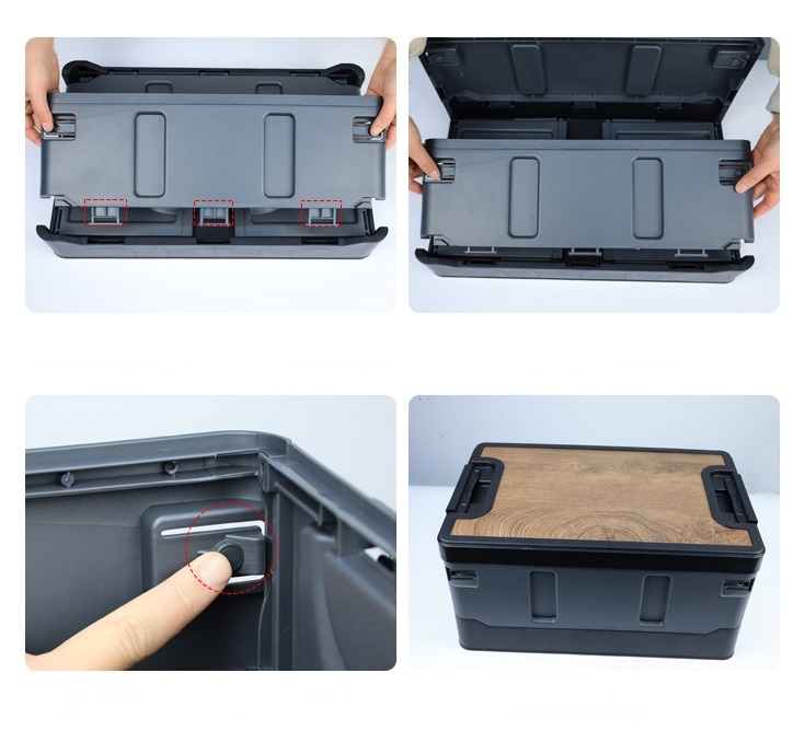 Thùng đựng đồ mặt gỗ gấp gọn, thùng đựng đồ xe ôtô, hộp đựng đồ gấp gọn đa năng gia đình văn phòng cắm trại R-7541