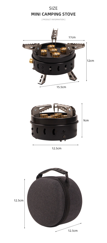 Bếp Gas Mini Gấp Gọn 5 Đầu Đốt Có Hộp Đựng Chuyên Dụng Cắm Trại, Dã Ngoại, Du Lịch Kiểu Dáng Hiện Đại, Chất Lượng Cao