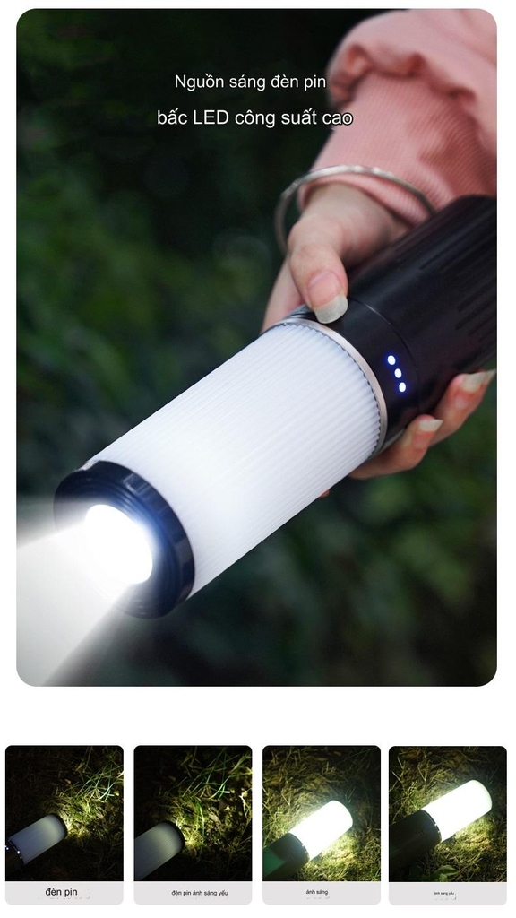Đèn trang trí dây đèn di động dài 15 mét với đèn LED, dùng để trang trí lều cắm trại làm sáng không gian ngoài trời