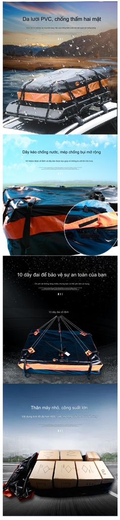 Túi chống nước trên nóc ô tô, sức chứa lớn, dày và chống mài mòn, túi hành lý trên nóc xe chống mưa dùng cho mọi loaị xe