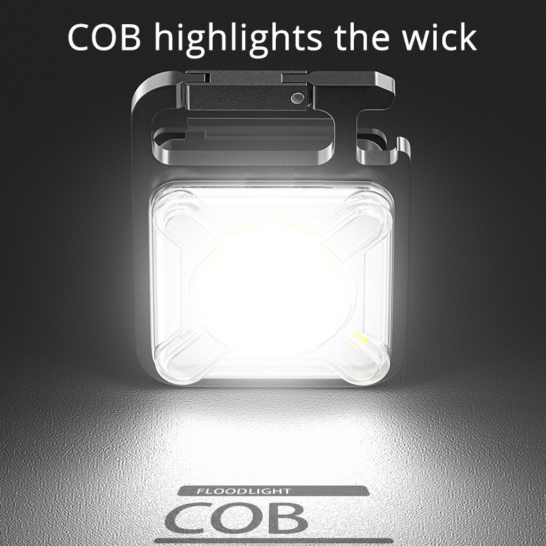 Đèn pin COB móc khóa nam châm siêu sáng nhiều chế độ mầu ánh sáng chiếu xa dùng leo núi đi bộ đường dài thám hiểm