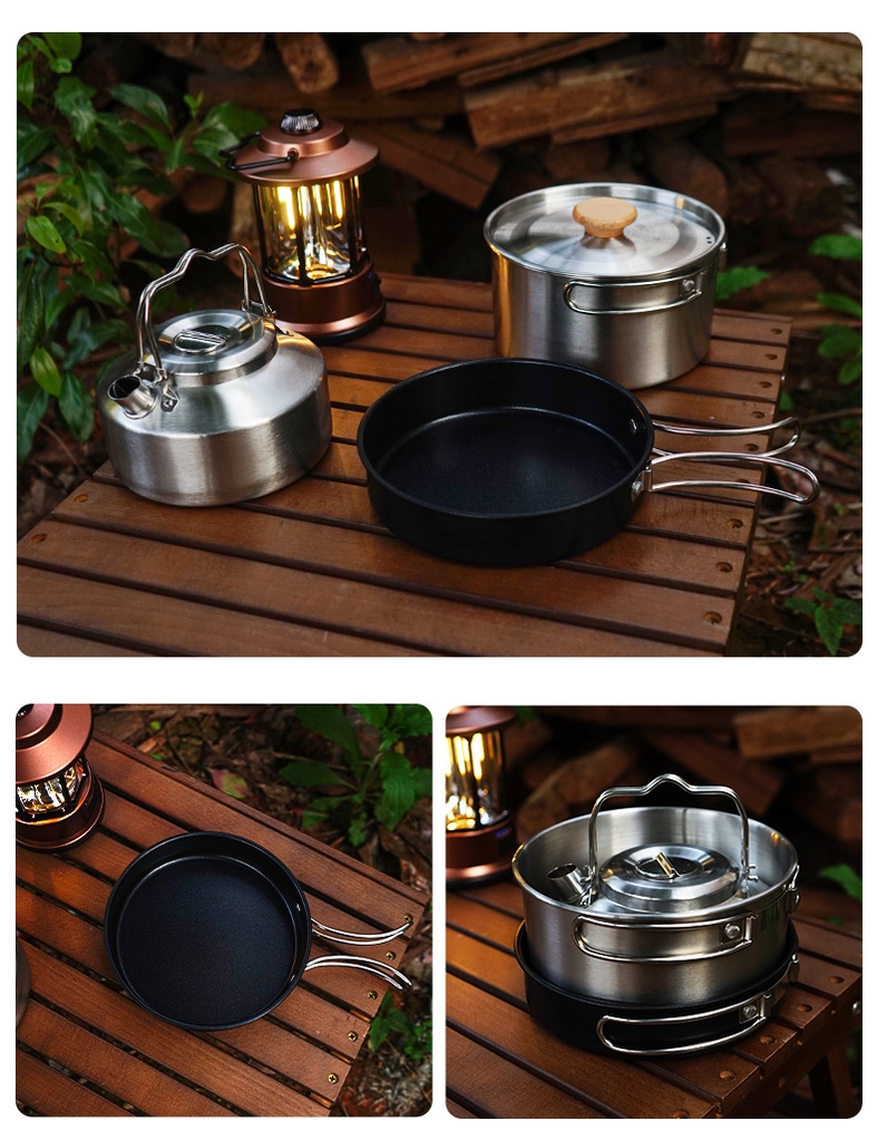 Bộ nồi ấm chảo inox gấp gọn CLS
