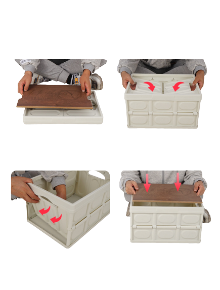 Thùng đựng đồ gấp gọn nắp bằng gỗ, hộp lưu trữ đồ ô tô đa chức năng cắm trại dã ngoại chính hãng CLS - Loại nhỏ