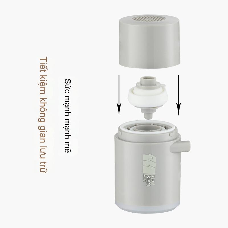 Máy bơm hơi tích điện mini cầm tay di động kiêm đèn chiếu sáng cho nệm hơi, Bể bơi, phao nổi, giường hơi đa năng