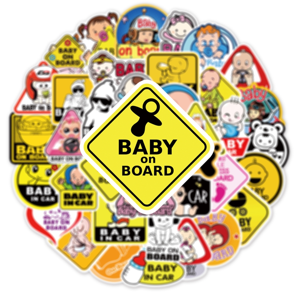 50 tấm dán Sticker Baby cảnh báo không thấm nước dán laptop, điện thoại, nón bảo hiểm, xe, điện thoại, vali...