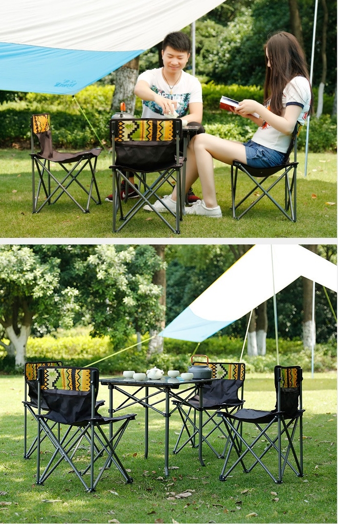Bộ bàn ghế gấp gọn cắm trại dã ngoại kiểu sáng thanh lịch gọn gàng 4 ghế 1 bàn