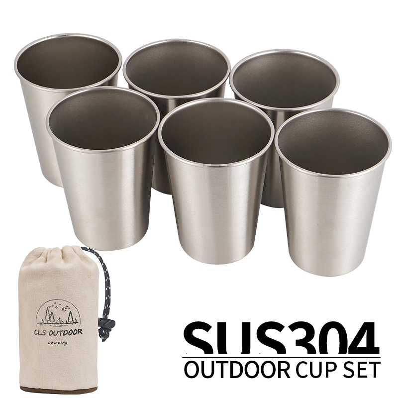 Bộ cốc inox xếp gọn có túi đựng phong cách dân tộc dùng đi cắm trại, dã ngoại, trong nhà, văn phòng chính hãng