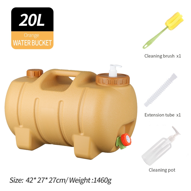 Bình Nước Trong Suốt 5L/7L/10L/15L/20L/24L Can Đựng Nước Cắm Trại Dã Ngoại Kèm Vòi Dự Phòng + Nắp Đậy + Ống Nối Dài + Cọ Bình