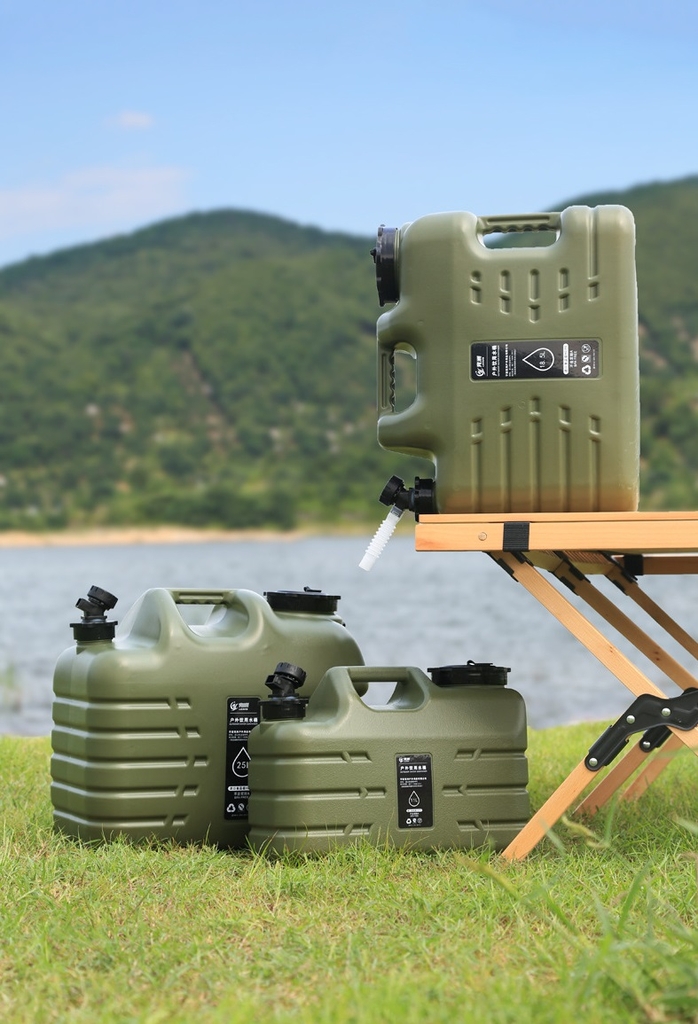 Bình đựng nước cắm trại 10L/18L/25L di động ngoài trời với nắp dự phòng nhỏ + ống nối dài + bàn chải