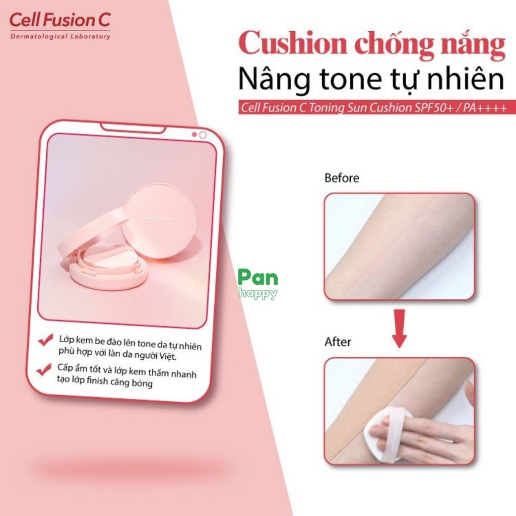 Cushion chống nắng, dưỡng da, nâng tông tự nhiên  Cell Fusion C Toning Sun