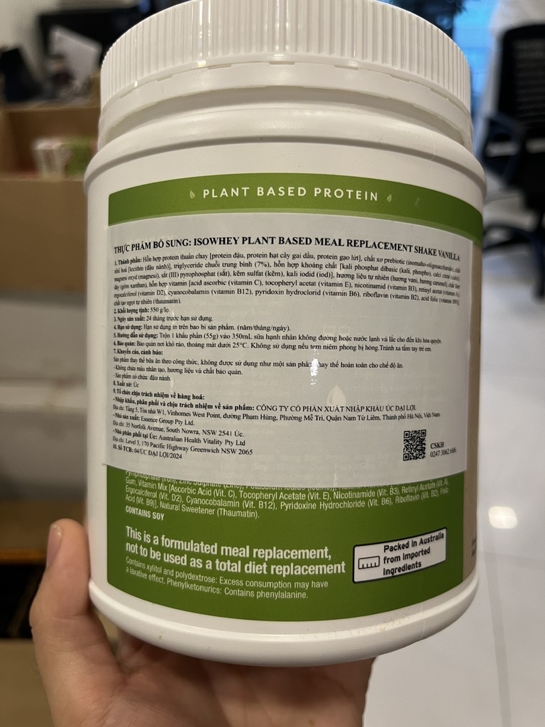 ISOWHEY Thay Bữa Ăn Plant-Based Meal Replacement Shake Vanilla 550g
