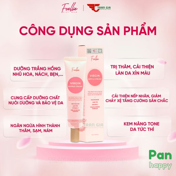 Foellie Kem Làm Hồng Nhũ Hoa Vùng Kín Virgin Nipple Cream 30ml