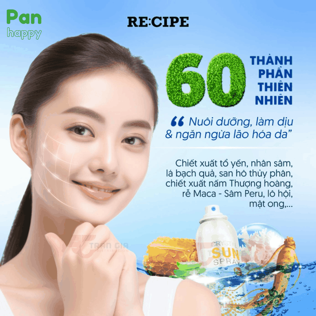 Xịt chống nắng RE:CIPE Crystal Sun Spray SPF50+ PA+++ 80ml