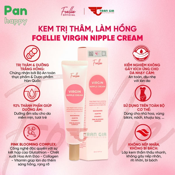 Foellie Kem Làm Hồng Nhũ Hoa Vùng Kín Virgin Nipple Cream 30ml