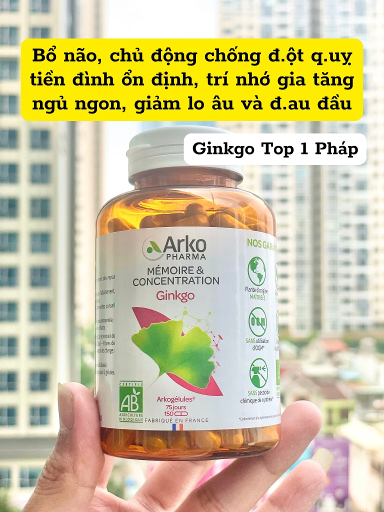 Arkopharma Ginkgo tuần Hoàn Máu Não 150V