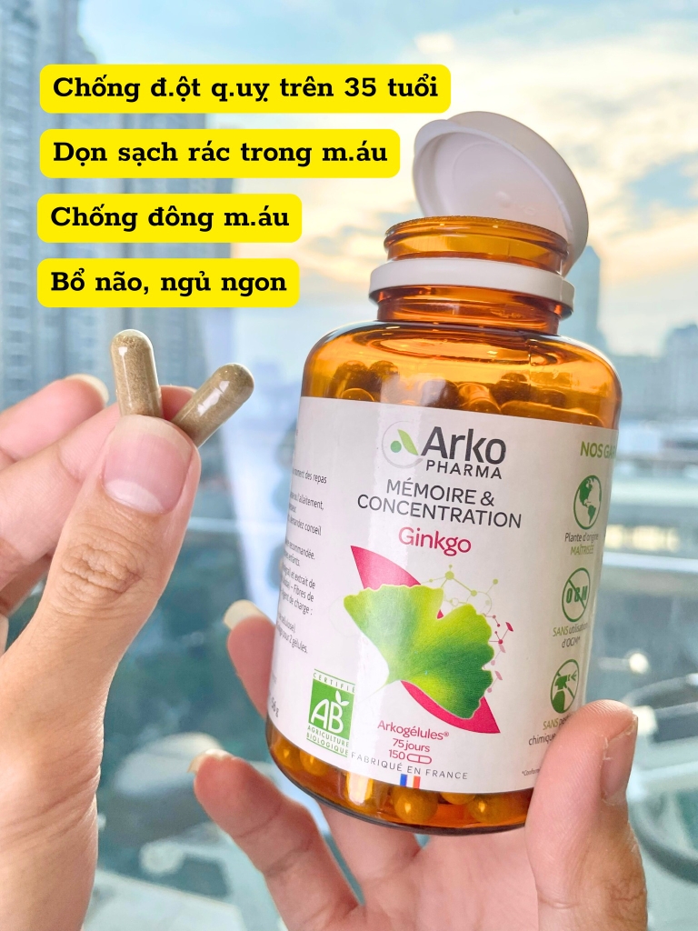 Arkopharma Ginkgo tuần Hoàn Máu Não 150V