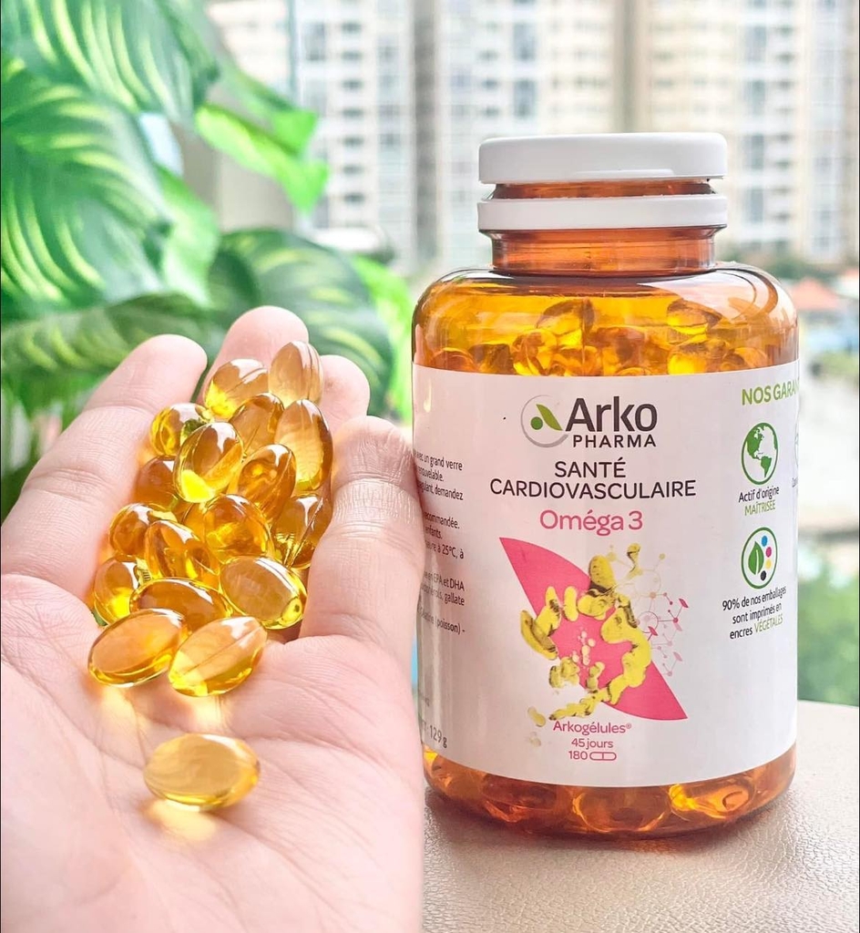Arkopharma Arkogelules Omega 3 dầu cá hỗ trợ tim mạch 180V