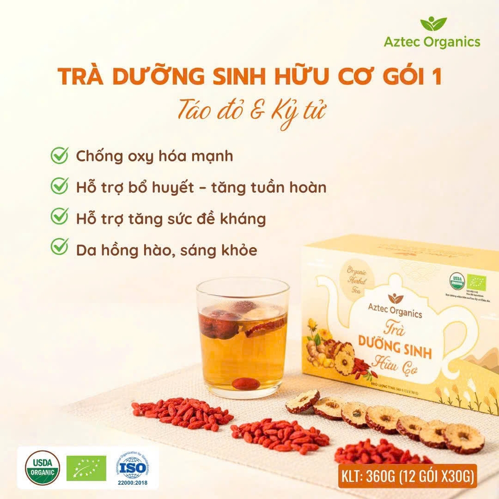 Aztec Organic Trà Dưỡng Sinh Hữu Cơ Táo Đỏ Kỷ Tử