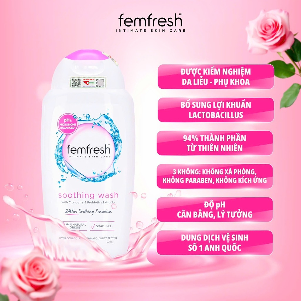 Femfresh DDVS Giảm bệnh phụ khoa, tươi trẻ, kháng khuẩn top 1 Anh - 250ml