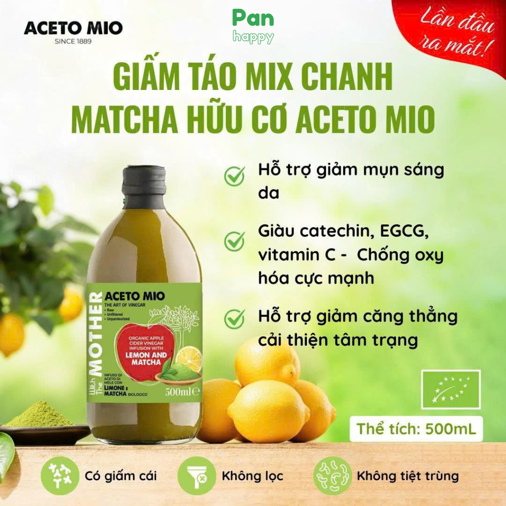 ACETO MIO Giấm táo chanh matcha 500ml