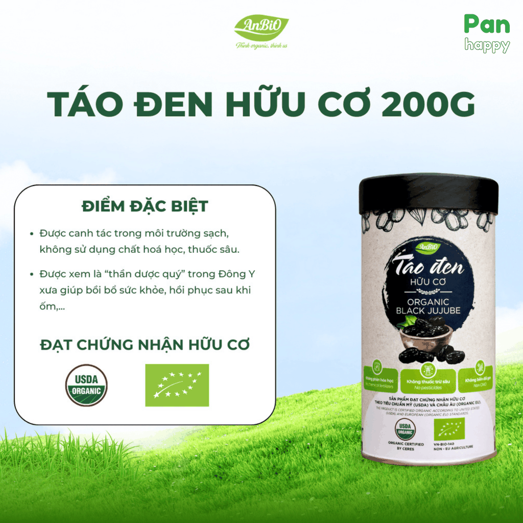 Hộp Táo đen hữu cơ 200g