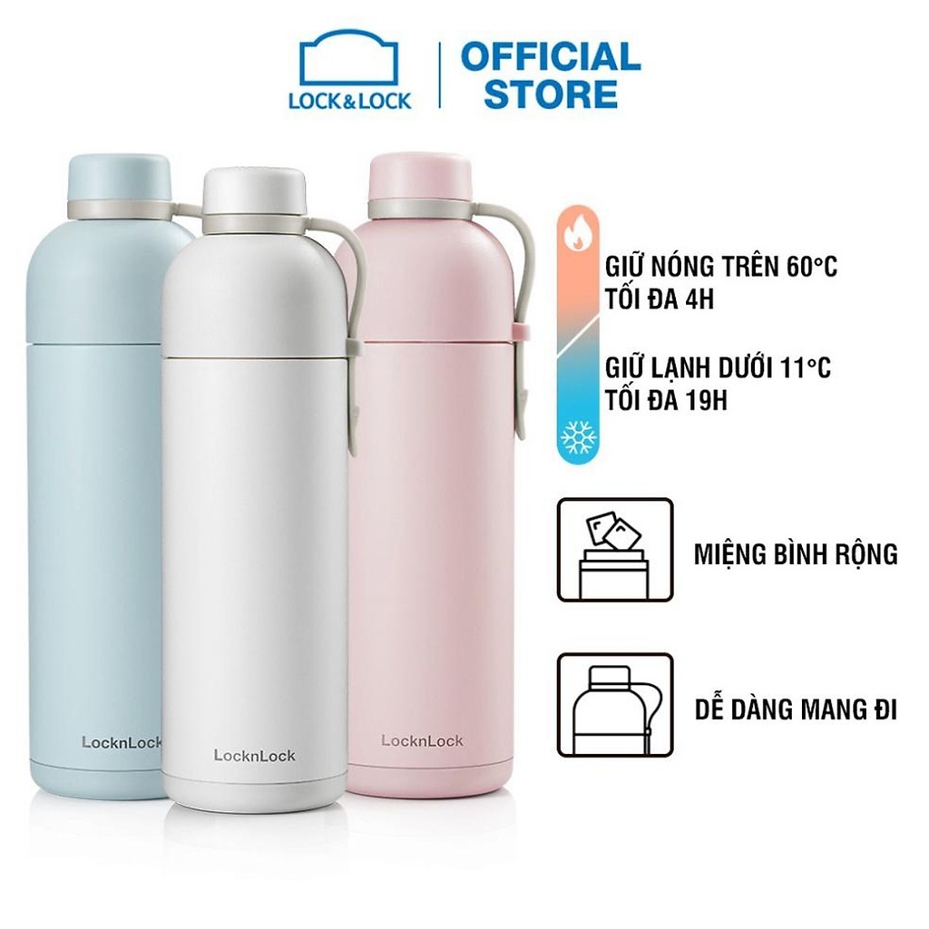 LocknLock Bình Giữ Nhiệt Belt Bottle 490ml Hồng