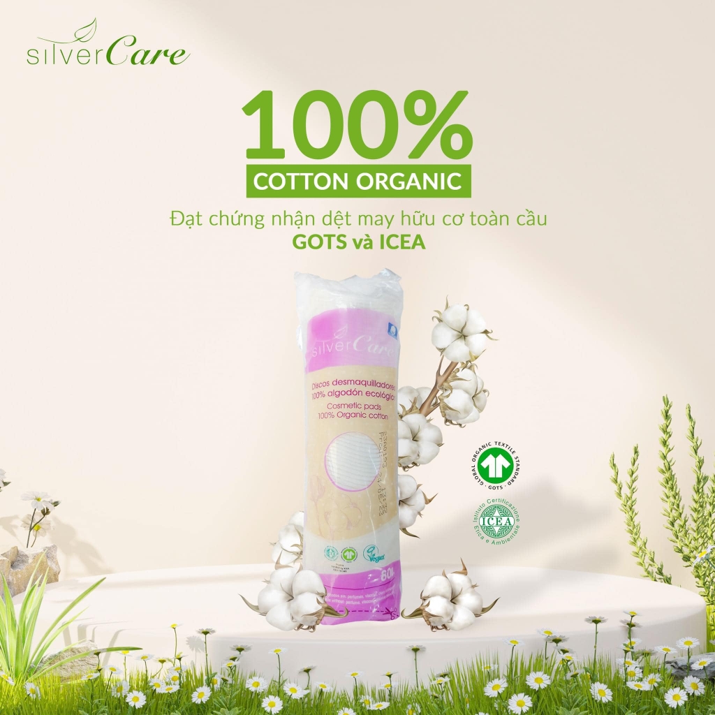 SilverCare Bông Tẩy trang Hữu cơ 80 miếng