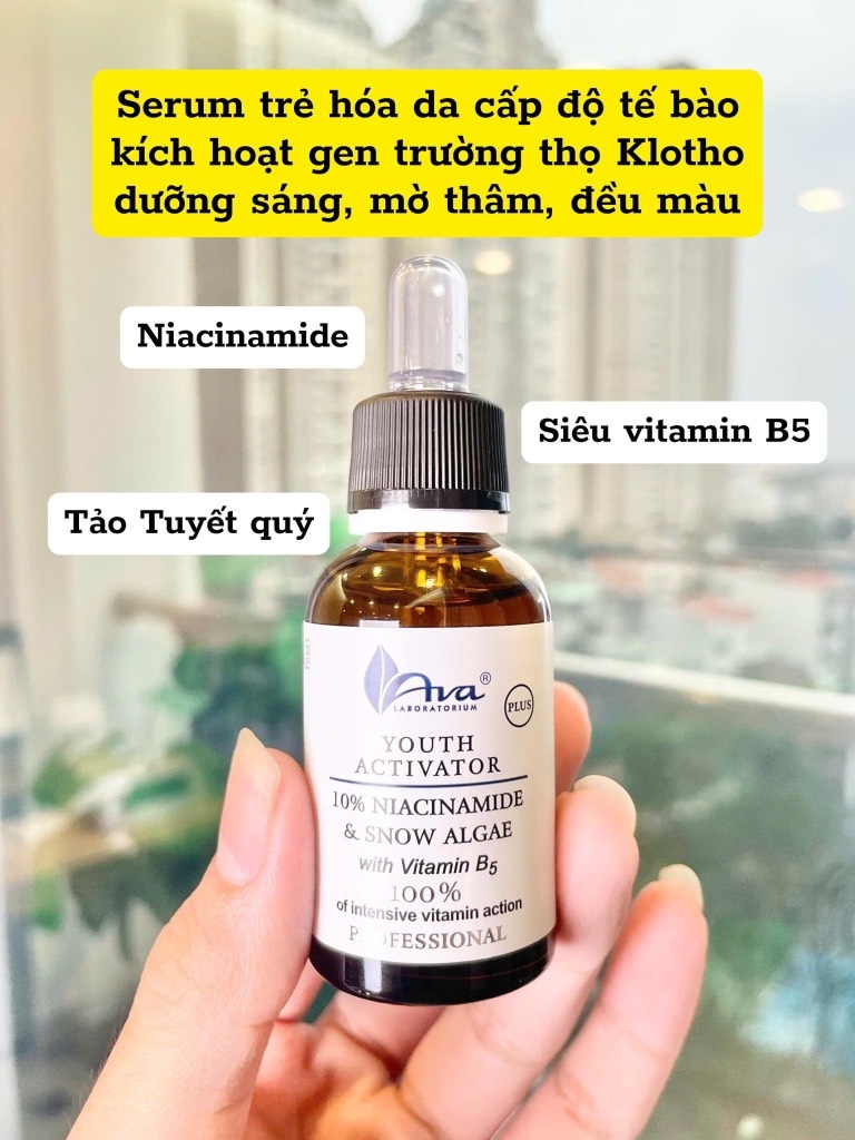AVA LABORATORIUM Serum Niacinamide, B5, Tảo tuyết 30ml