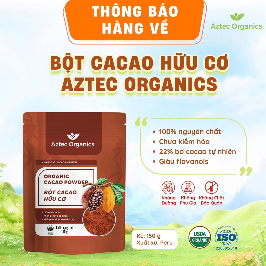Aztec Organics Cacao Hữu Cơ 150g