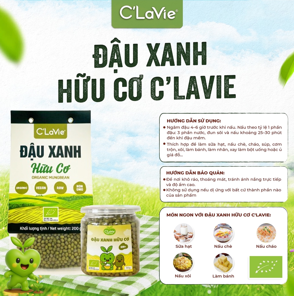 Đậu xanh hữu cơ C'LaVie 200g
