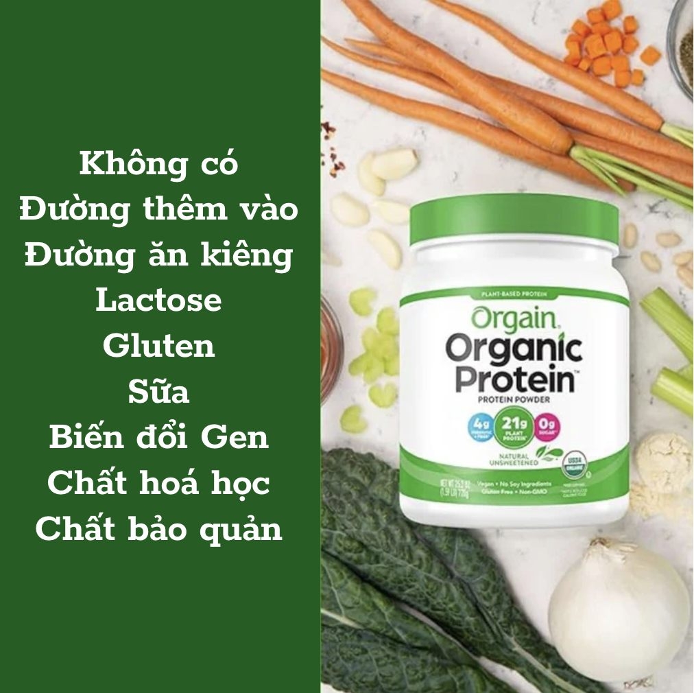 Orgain Protein Đạm thực vật hữu cơ Không ngọt 720g
