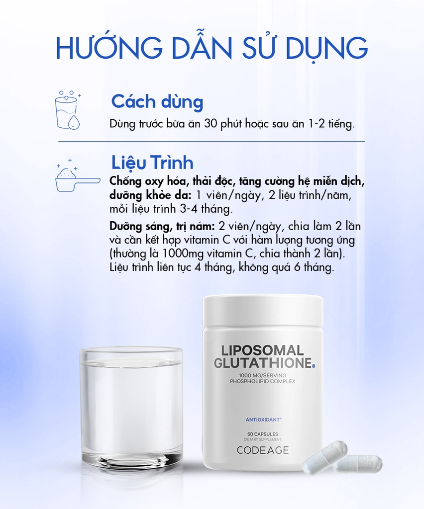 CODEAGE Glutathione trắng da giảm nám 1000mg 60 viên