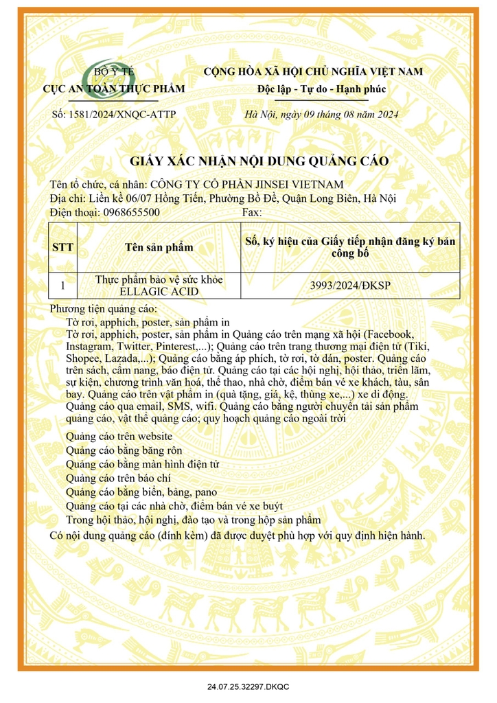 Thực phẩm bảo vệ sức khỏe Afc – Ellagic Acid