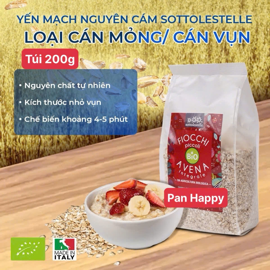 Sottolestelle Yến mạch Hữu Cơ cán vụn Ý 200g
