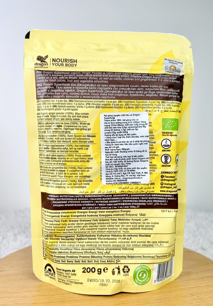 DS Bột Ginger Bột Gừng hữu cơ 200g