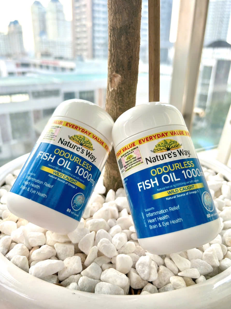 Nature'S Way Odourless Fish Oil 1000mg giúp bổ sung EPA, DHA hỗ trợ tốt cho mắt và não 80 viên